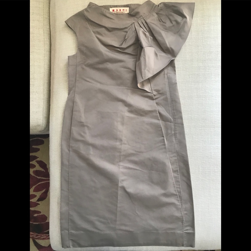 Marni Satin Mini Dress with Shoulder Detail